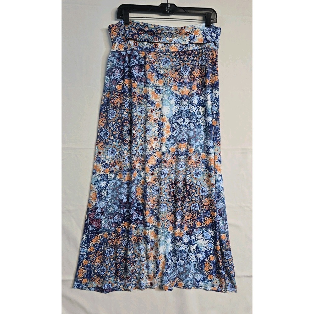 Artisan NY Boho Floral Mosaic Print Pull on Maxi Skirt XL Rayon
